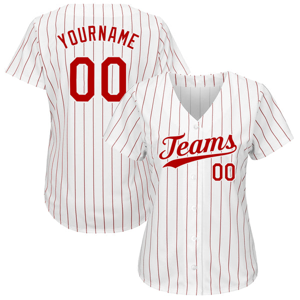 Cheap Custom Gray Black Pinstripe Red Authentic Baseball Jersey