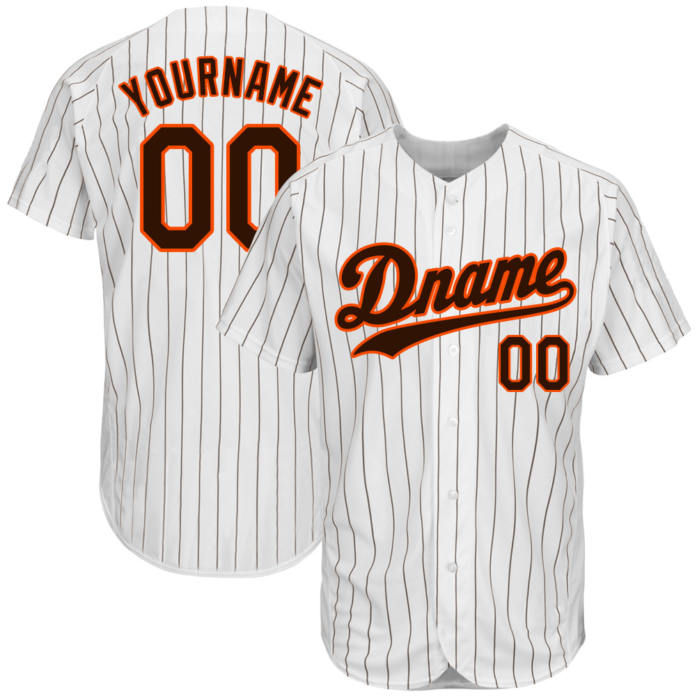Creat Baseball Authentic White Brown Strip Brown Orange Jersey