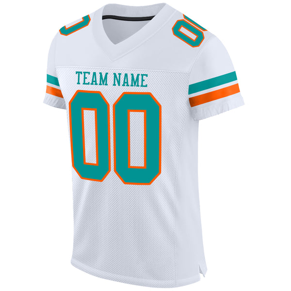 Custom Aqua Orange-White Drift Fashion Football Jersey Women's Size:M