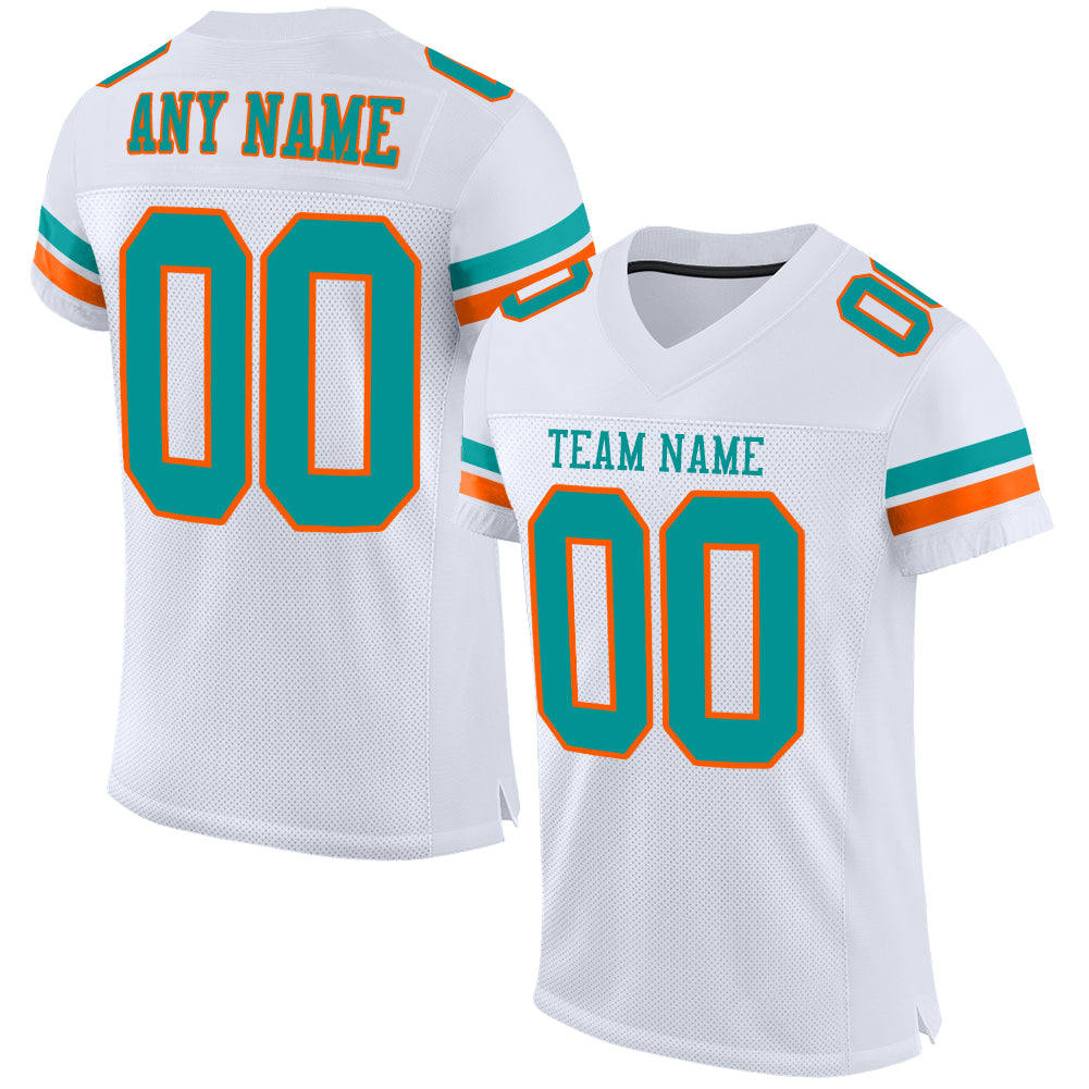 Custom Aqua Orange-White Drift Fashion Football Jersey Women's Size:M