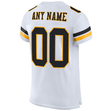 Load image into Gallery viewer, Custom White Black-Gold Mesh Authentic Football Jersey
