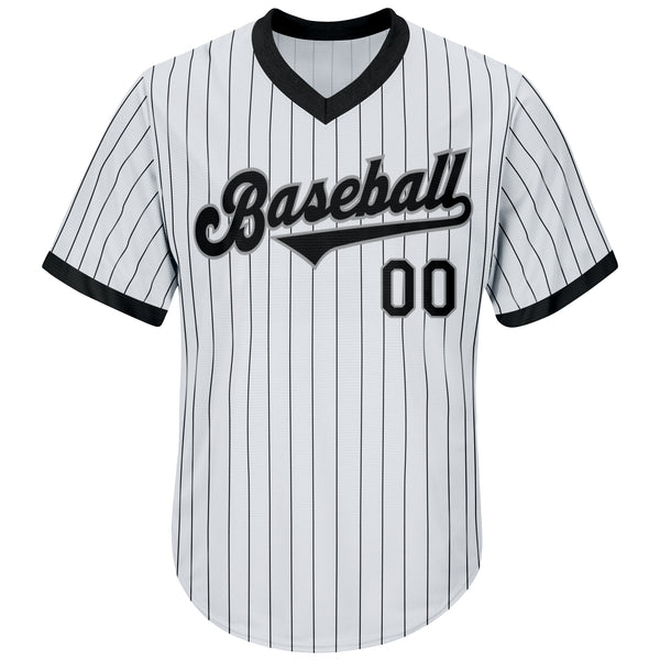 Custom Baseball Jersey Orange Black Pinstripe Black-White Authentic Men's Size:XL