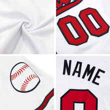 Load image into Gallery viewer, Custom White Red-Navy Authentic Throwback Rib-Knit Baseball Jersey Shirt
