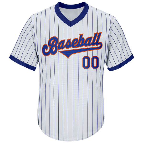 Custom Pinstripe Baseball Jersey Teal White Orange-White Authentic