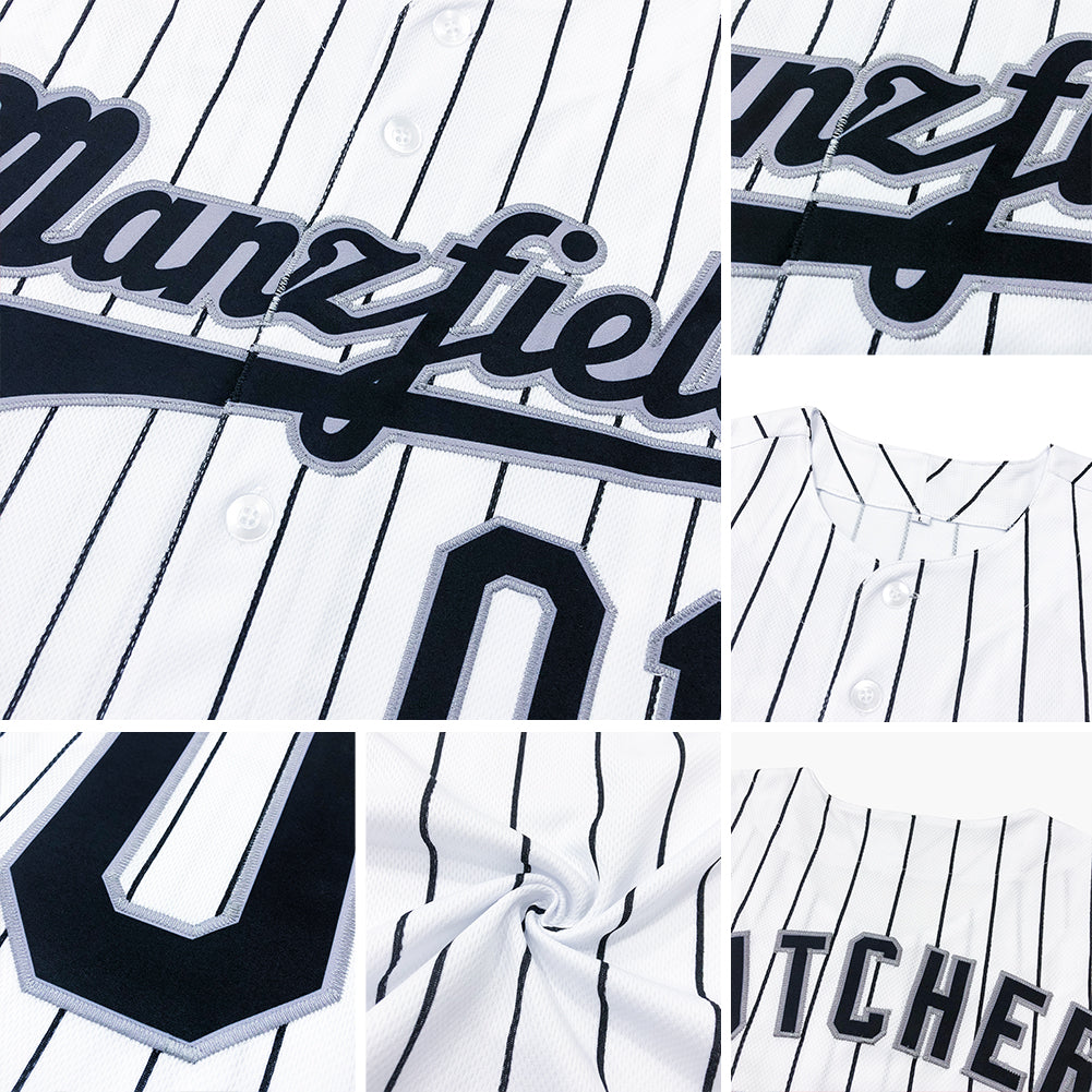 Creat Baseball Authentic White Light Blue Strip Light Blue Navy Jersey –  FiitgCustom