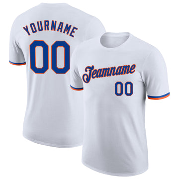 Custom White Royal-Orange Performance T-Shirt