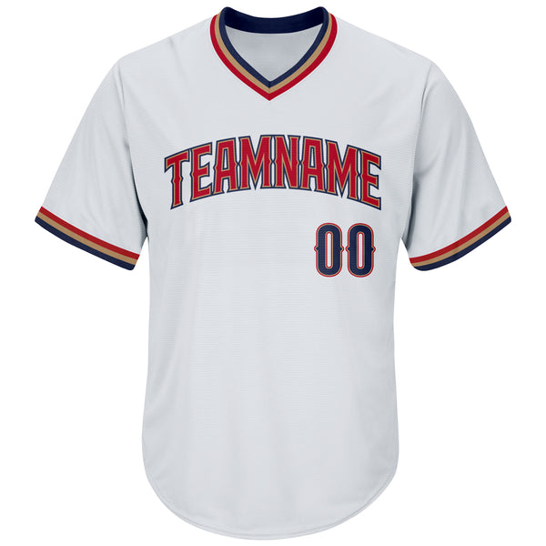 Custom Light Blue Red-Navy Authentic Throwback Rib-Knit Baseball Jersey  Shirt