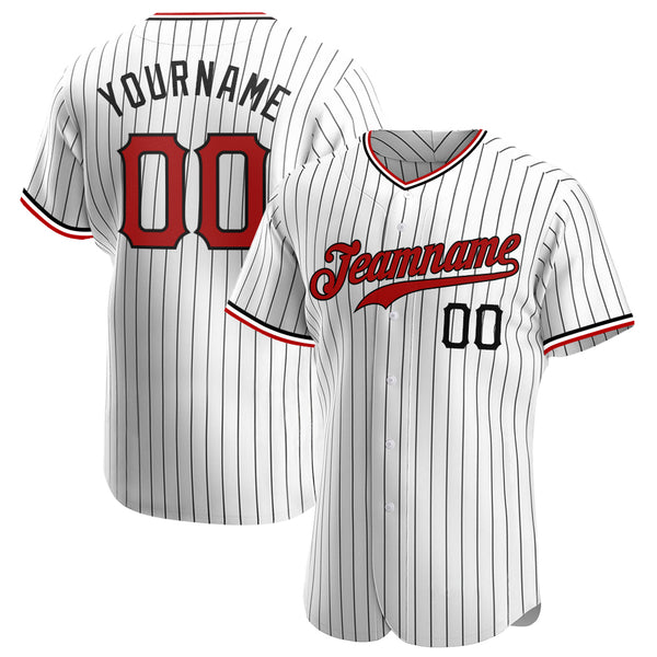 Custom Name And Number White Black Strip Black-Red Baseball Jersey S-5XL