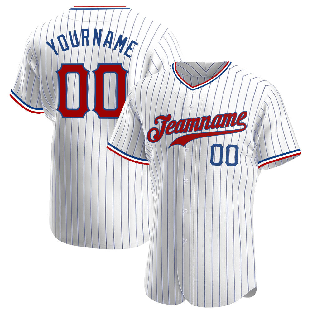 Custom Name Crimson White Pinstripe Navy Blue Baseball Jerseys