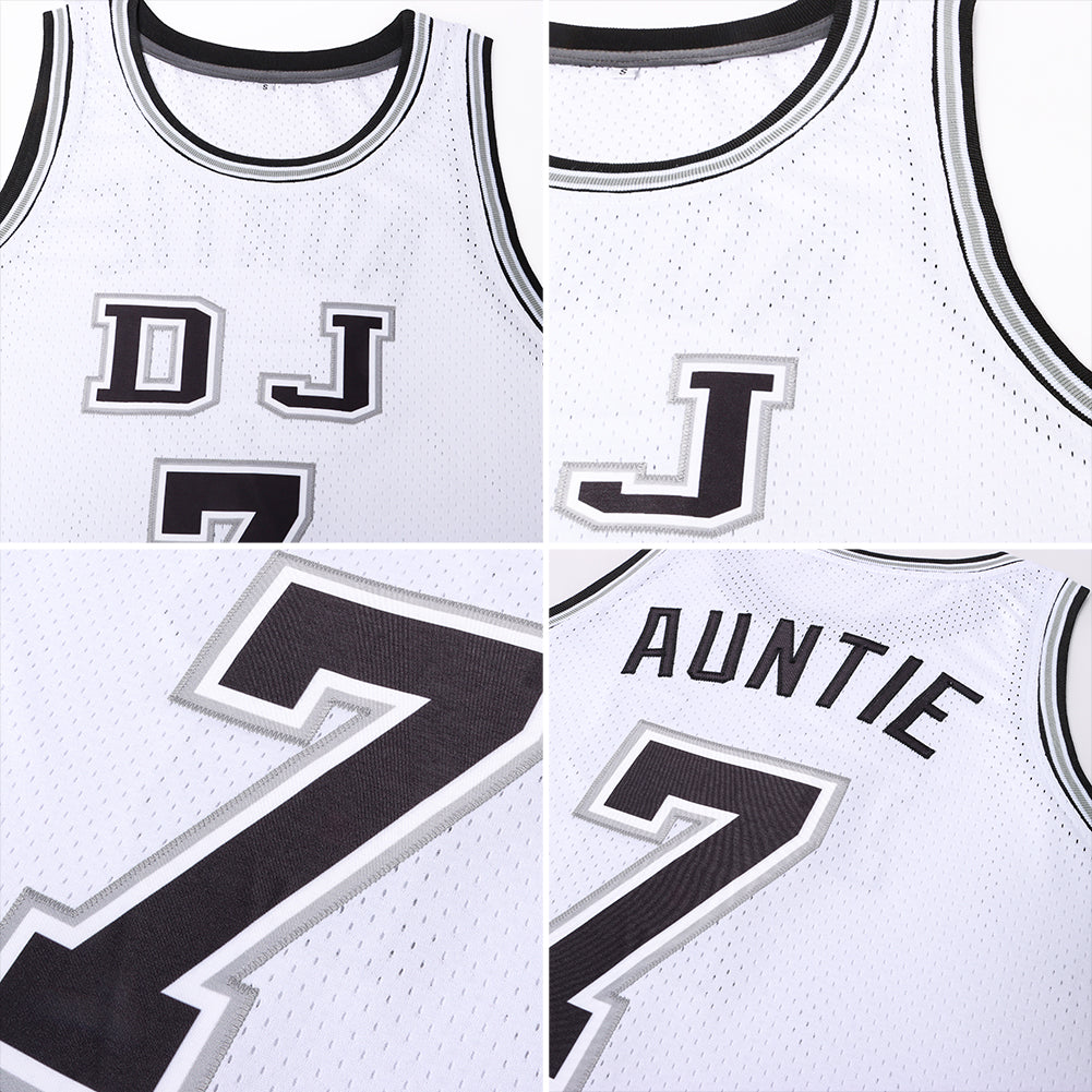 Creat Basketball White Black Rib-Knit Gray Jersey – FiitgCustom