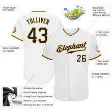 Load image into Gallery viewer, Custom White Black-Gold Authentic Baseball Jersey
