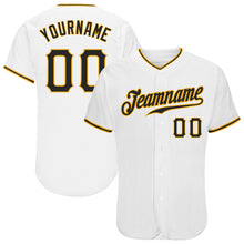 Load image into Gallery viewer, Custom White Black-Gold Authentic Baseball Jersey
