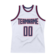 Load image into Gallery viewer, Custom White Navy-Red Authentic Throwback Basketball Jersey
