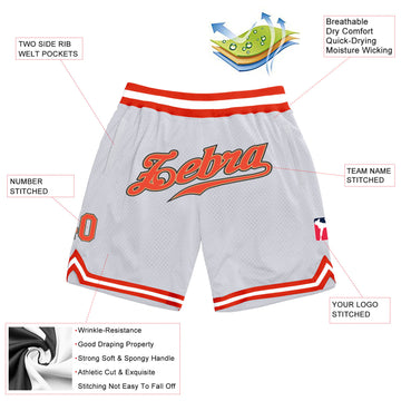 Custom White Orange-Old Gold Authentic Throwback Basketball Shorts