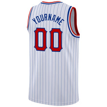 Load image into Gallery viewer, Custom White Royal Pinstripe Red-Royal Authentic Basketball Jersey
