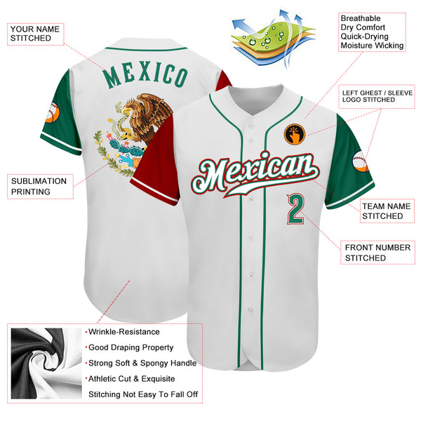 Custom Grass Green Red-White Sublimation Mexico Soccer Uniform
