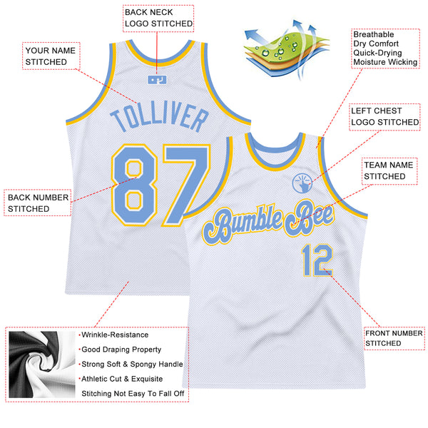 Custom Light Blue White Authentic City Edition Basketball Jersey