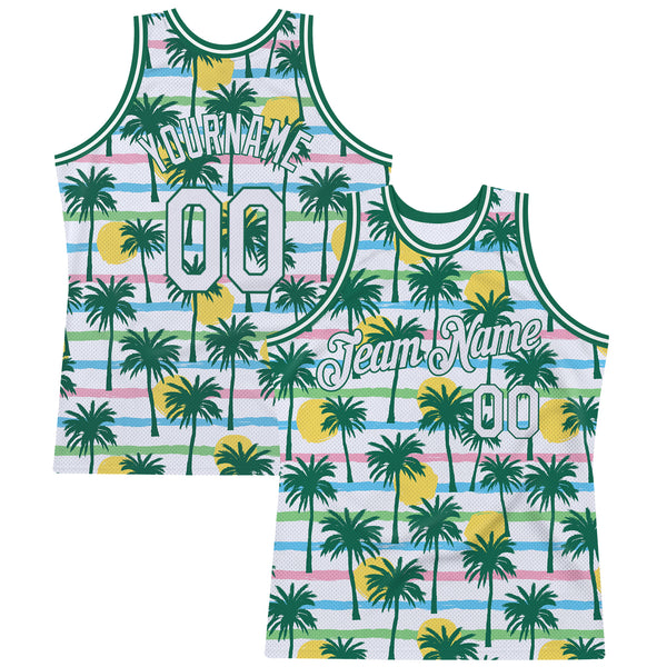 Custom White Kelly Green-Red 3D Mexico Splashes Authentic Basketball Jersey